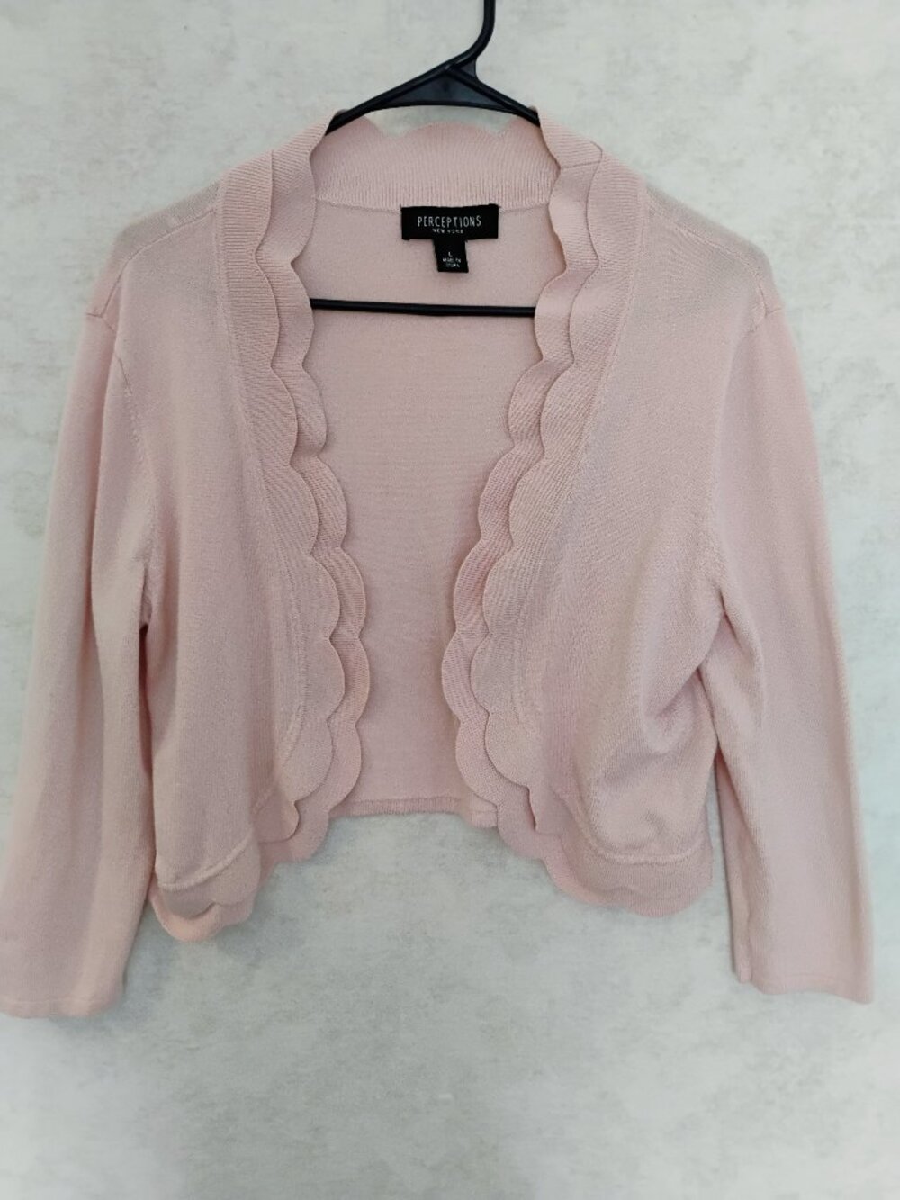 Perceptions NY Blush Scallop Bolero Shrug soft blush pink Large
